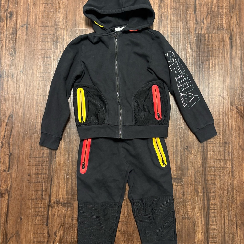 Stella McCartney Black Tracksuit with Red and Yellow Accents boys size 10